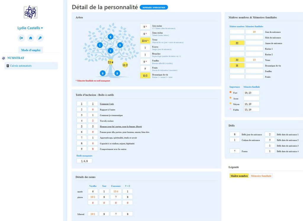 Outil &quot;personnalité&quot;
